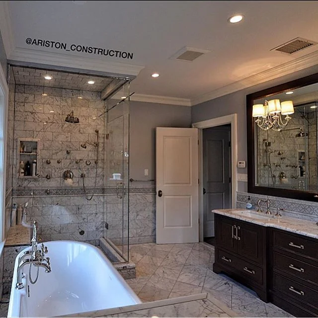 Master bathroom with marble